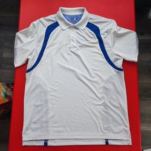 Izod XFG cool-fx white blue golf athletic shirt men's size M